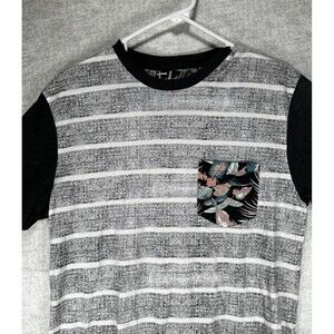 Public Opinion NWT Men’s Size Small Grey SS Pocket T Shirt Tropical Stripes
